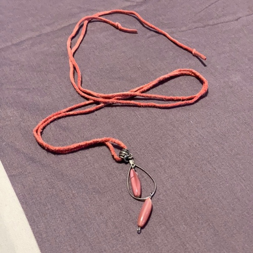 4/$20 anthropologie silver coral pink bohemian necklace